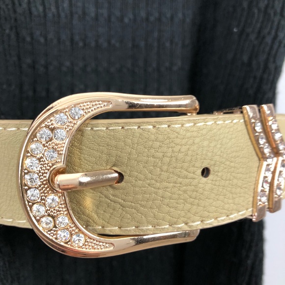 Faux Leather Belt with Rhinestone Accent Buckle - Picture 4 of 4